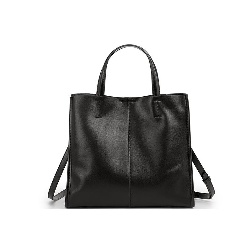 

Vintage Top Layer Pittot Bag Spring/Summer Crossbody Bag Large Capacity Bucket Shoulder Leather Handbag чорний