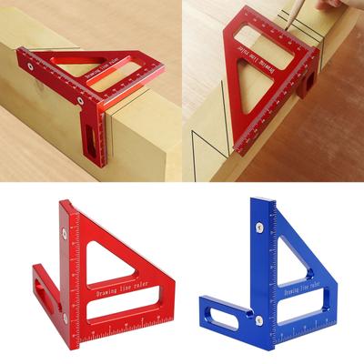 45/90 Degree Aluminum Miters Triangle Ruler Scribers High Precisions Layout Multipurpose Measuring Tool for Engineers