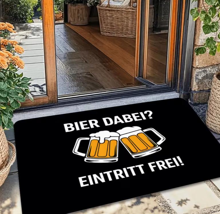 2D Retro Mysig Matta Öl Välkommen Tema Utomhus Dörrmatta Vintage Välkomstskylt och Två Glas Skummande Iskall Öl Mönster Mattor