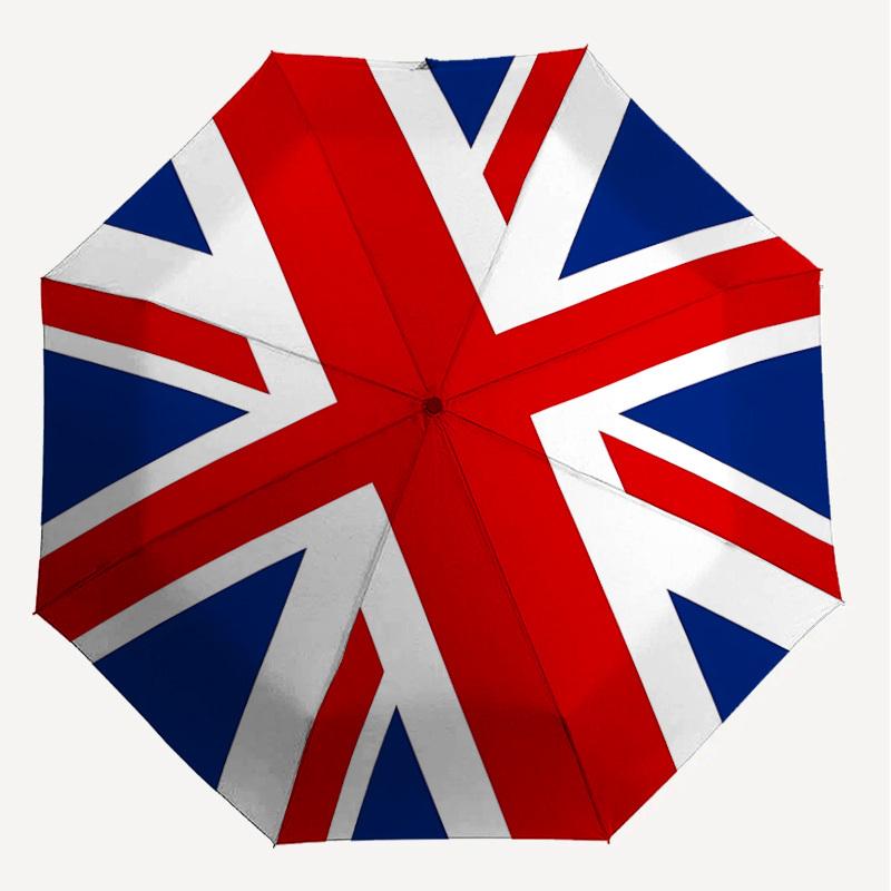 1pz Ombrello Automatico Apri/Chiudi Union Jack con Protezione Antivento, Telo Robusto a 8 Stecche, Stecche Resistenti, Design alla Moda1191A