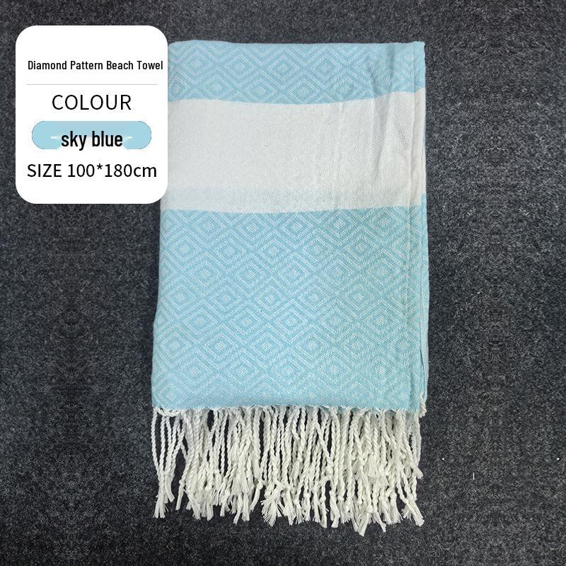 Large & Thick Tassel Turkish Beach Towel – Absorbent, Outdoor Sunscreen Bath Towel