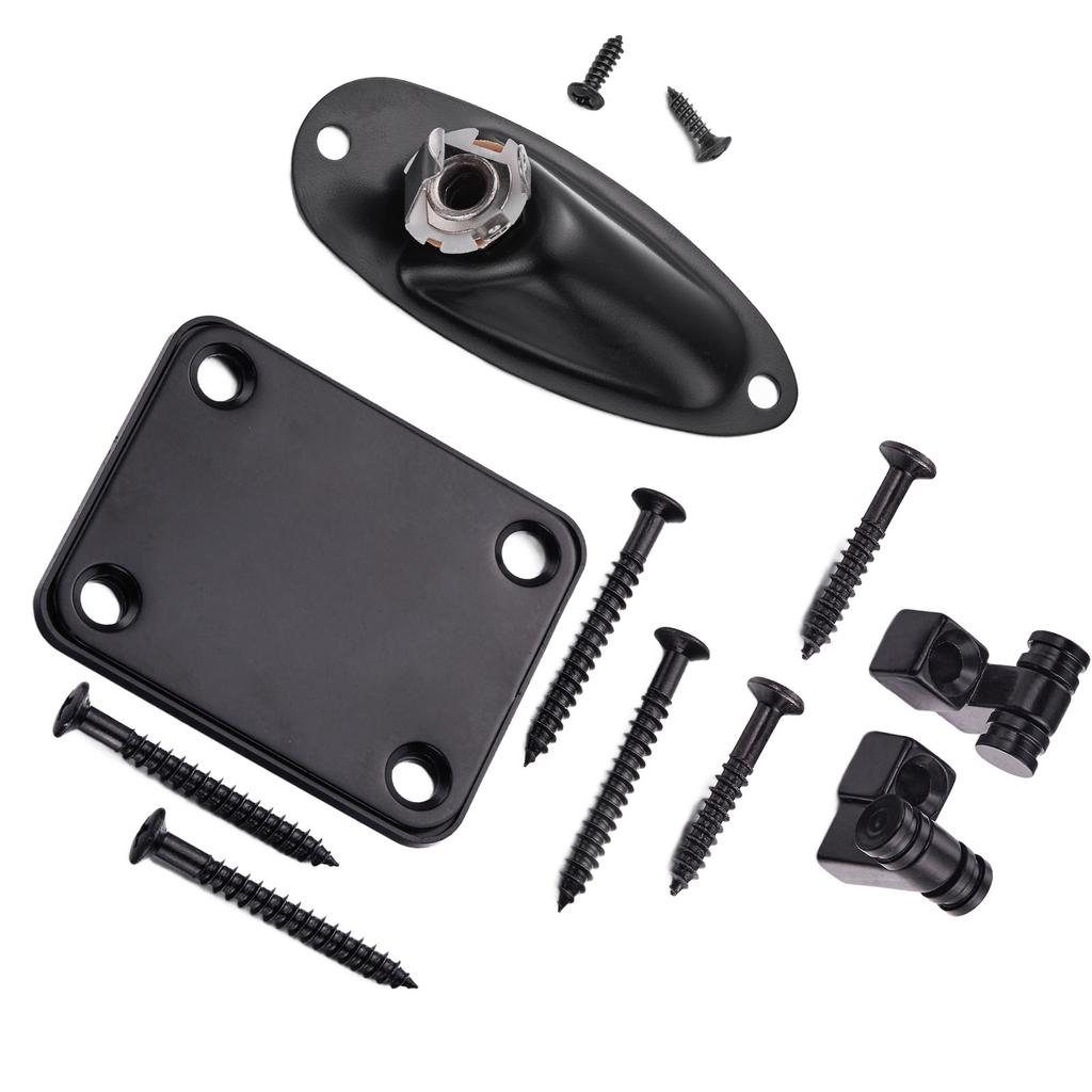 Guitar String Tree Retainer Set Guitar Loaded Socket Plate with Screws for Replacement Black