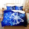 Butterfly Duvet Cover King/Queen Size,Beautiful Blue Shiny Butterflies Print Soft Bedding Set for Kids Teens Girls,2 Pillowcases