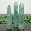 2Pcs Green Fluorite Crystal Single Point Tower 6-Sided Prism Wand Natural Healing Stone Sculptures Home Decor Outdoor Statues