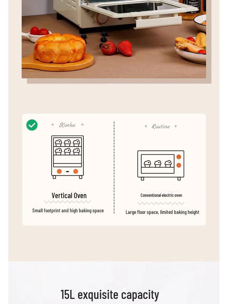 Cuptor electric vertical multifuncțional de mare capacitate Xianke cu finisaj în oglindă