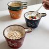 Ceramic Bowl with Handle Multifunctional Baking Bowl Oven Microwave Handmade French Tableware Coffee Cup Breakfast Cereal Bowl
