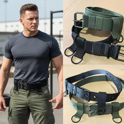 Casual 6cm Men's Training Belt Adjustable Multifunctional Sports Belts Double Needle Buckle Nylon Braided Belt