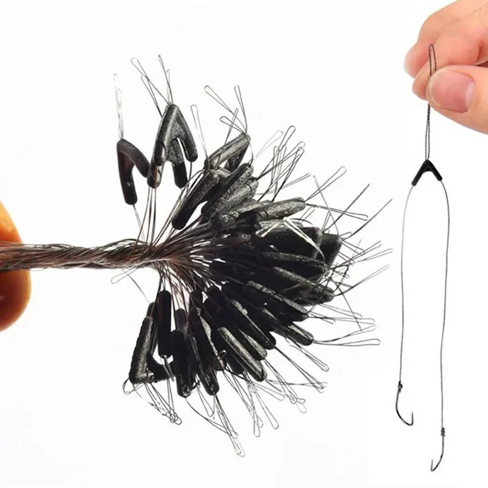 50pcs Double Hooks Contactor Device Line Space Bifurcation Eight Type Space Bean Line Swivel Tying Tool Fishing Accessories