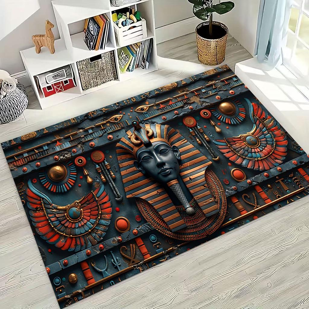 Ancient Egyptian God Dead Anubis Pharaoh Tutankhamun Mask Rug Carpet for Bedroom Living Room Sofa Doormat Decor,Non-slip Mat