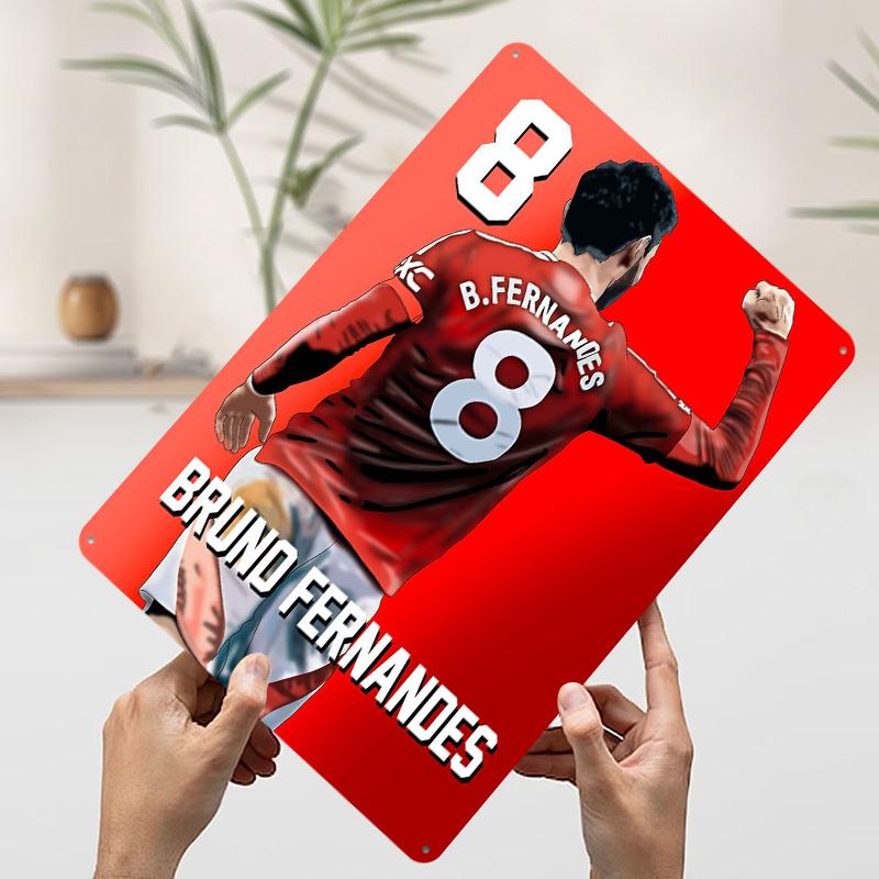 Bruno Fernandes Football Art Metal Poster Customized Wall Art Retro Vintage Tinplate Signs for Man Cave Bedroom Decorations Home