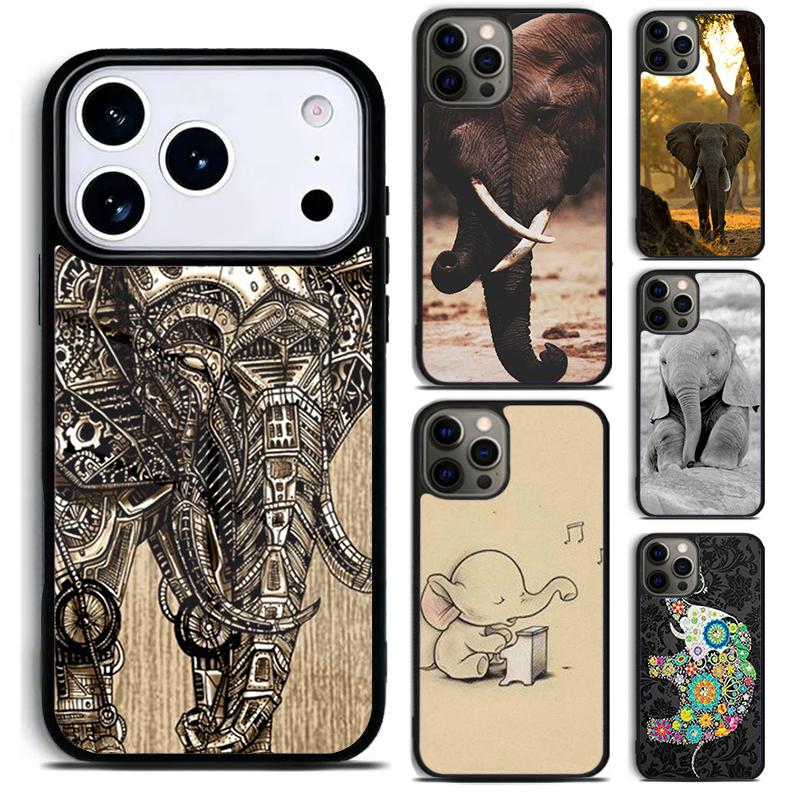Colorful Retro Flower Elephant Phone Case For iPhone 17 16 15 14 13 12 11 Pro Max Plus 17Air Soft Silicone Cover