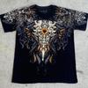 American style new men's summer skull print comfortable soft breathable round neck T-shirt outdoor fashionable high street top