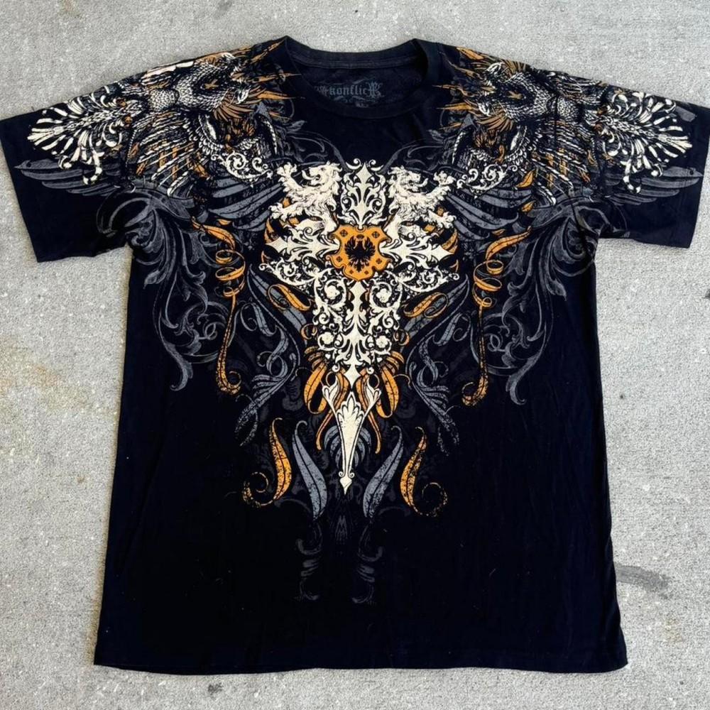 American style new men's summer skull print comfortable soft breathable round neck T-shirt outdoor fashionable high street top