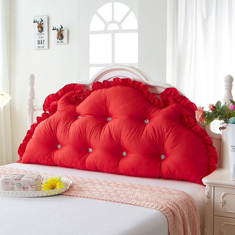 Solid Princess Backrest Pillow Removable Waist Support Seat Cushion For Sofa Lace Edge Bedside Pillow For Living Room