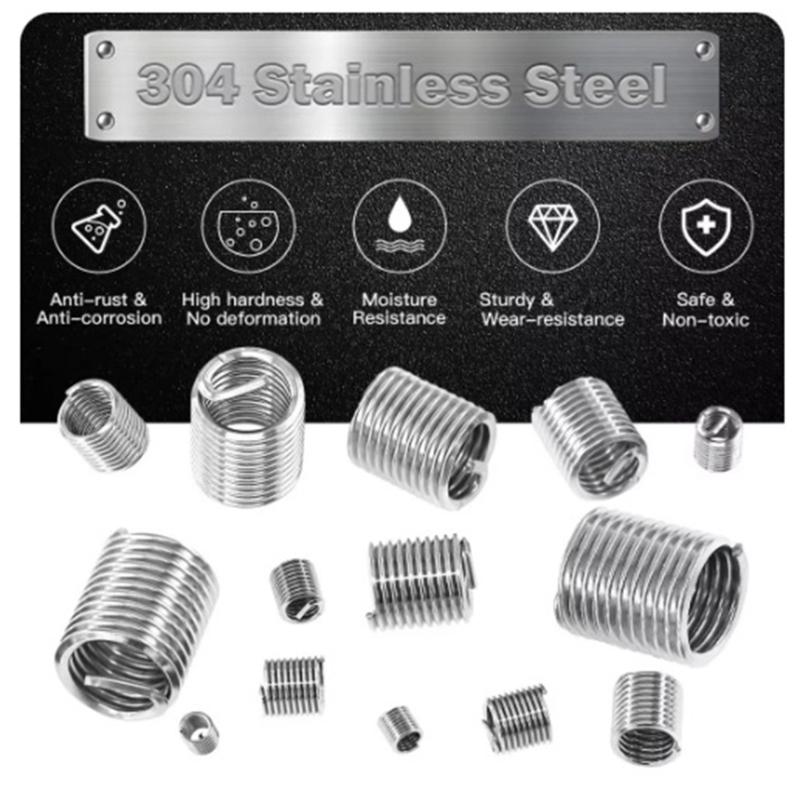 60PCS 3mm-12mm Stainless Steel Wire Screw Insert For Bolted Connections Vibration Resistant Wear Resistant Fasteners