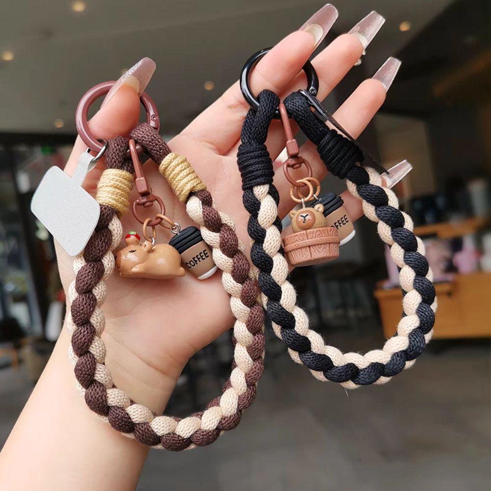 Detachable Capybara Phone Pendant Anti-lost Phone Strap Mobile Phone Lanyard Weave Rop Short Capybara Dolls Keychain