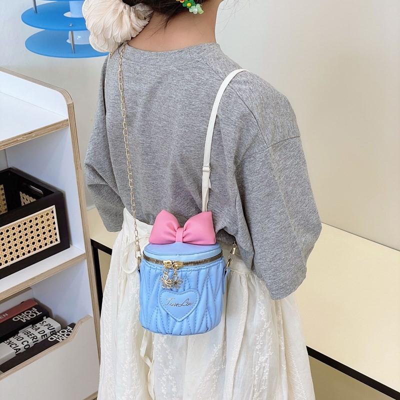 Solid Bow Color Children Cute Butterfly Knot Water Bucket Bag Daily Use Casual