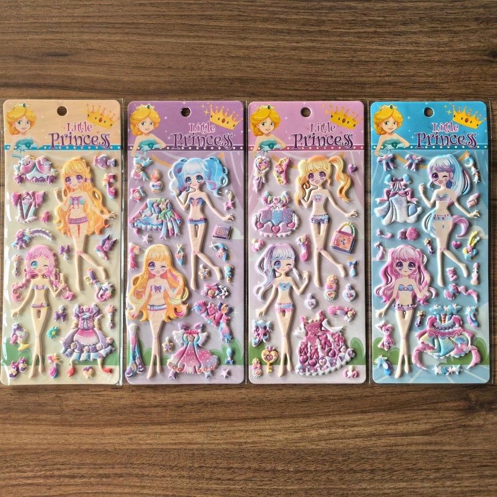 4 Sheets Little Princess Dress-Up Sticker Cute Cartoon Princess Decals for DIY Crafts Notebooks Decor BulingBulingStickers Store