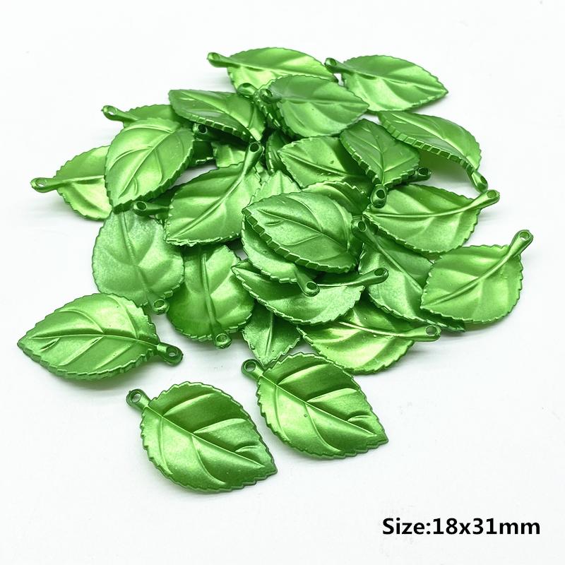 20 pcs/lot Green Small Leaf Shape Beads For Jewelry Making Handmade DIY Accessories 07