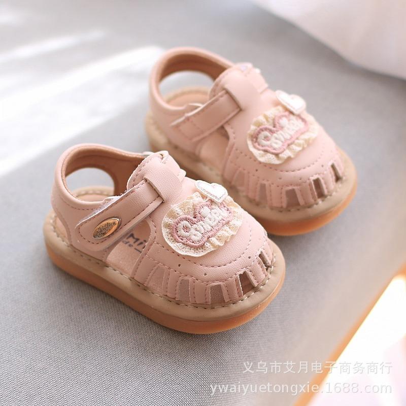 

Cute Floral Closed-Toe Toddler Shoes, Soft Sole Anti-slip Hook & Loop Literary Princess Sandals for Baby Girls 16 розовый