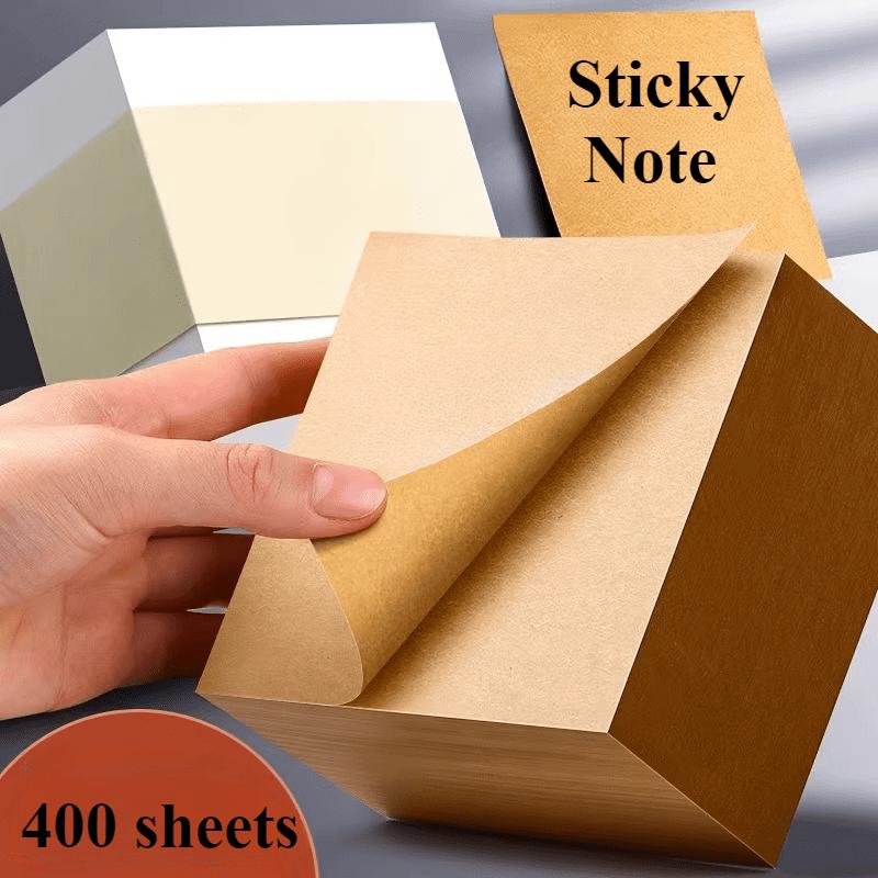 400 Sheets Thick Brown Kraft Paper Sticky Notes - Tear-off Adhesive Reminder Pads for Home & Office Organization,Office Supplies