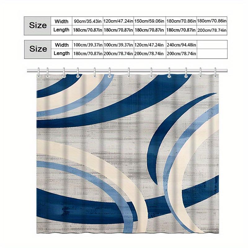 Blue Abstract Shower Curtain Modern Wave Design Geometric Art Elegant Bathroom Decor Waterproof Printed Bath Curtain Home