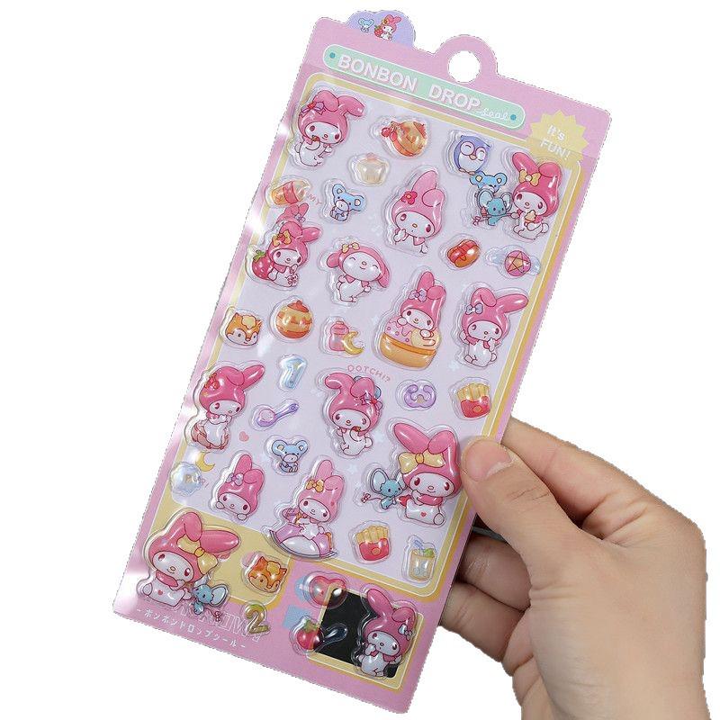 Sanrio Kuromi & My Melody 3D Embossed Stickers - Cute Cartoon Journal Decorations for Girls