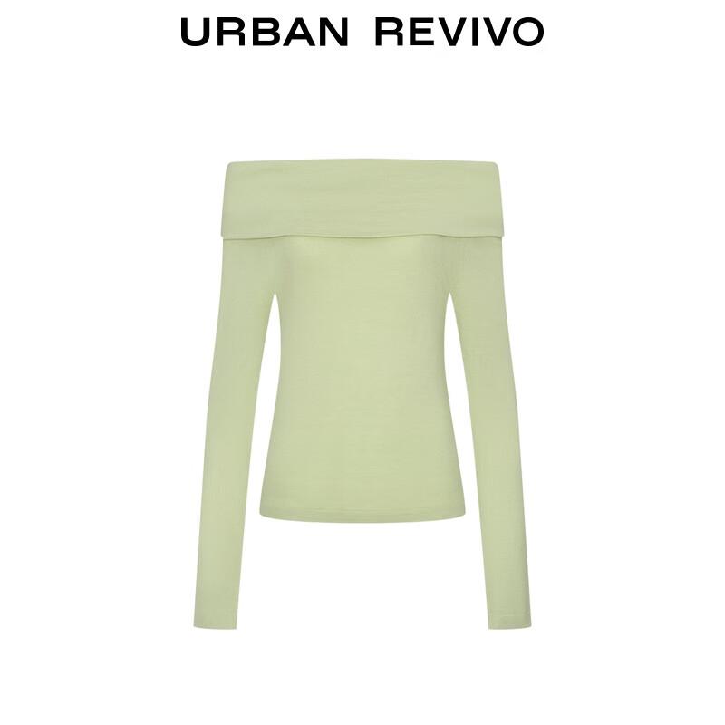 UR 2025 Autumn Women's Off-Shoulder Short Knit Top