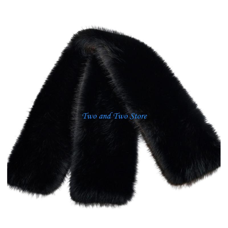 HX6F Cozy Winter Scarf With Furry Lining Lightweight Polyester 2000s Fashion