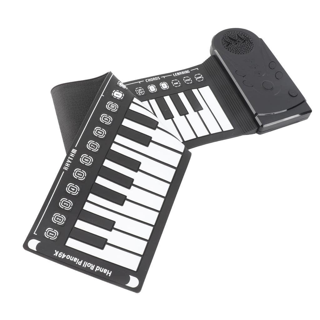 Tragbares Klavier mit Lautsprecher 49 Tasten Silikon Flexibel 16 Töne 10 Rhythmen 16-stufige Lautstärkeregelung 32-stufige Beat-Regelung