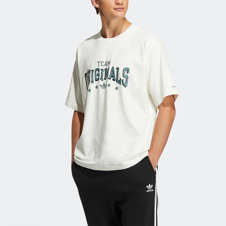 Adidas Originals Clover Letter Print Sports T-shirt Unisex Tops White HS2014