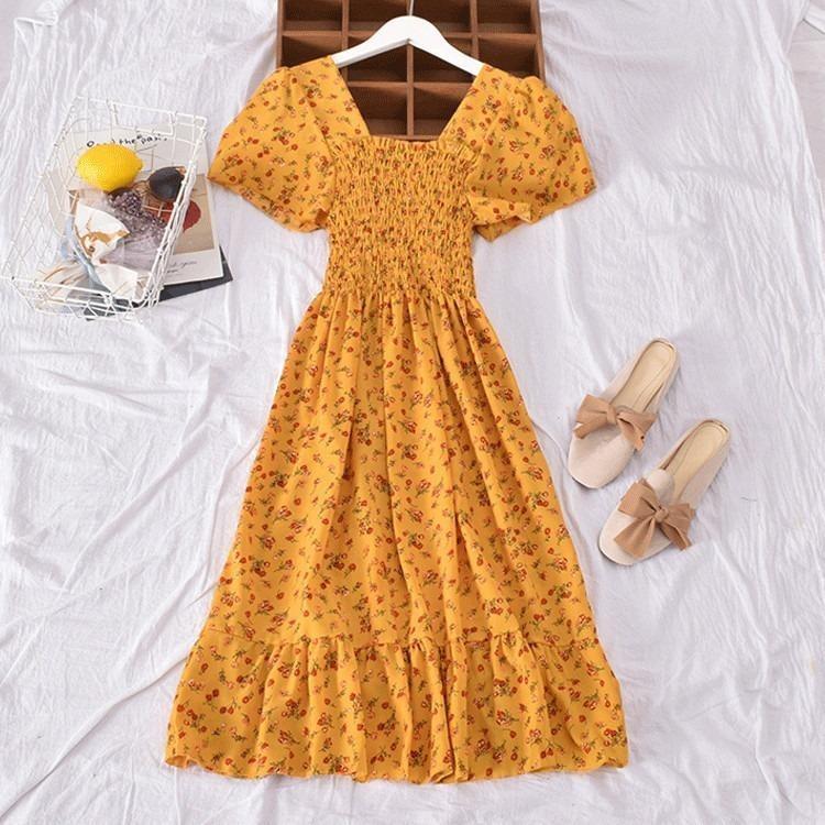 Women Classy Corset Dresses Floral Printed Elastic Casual