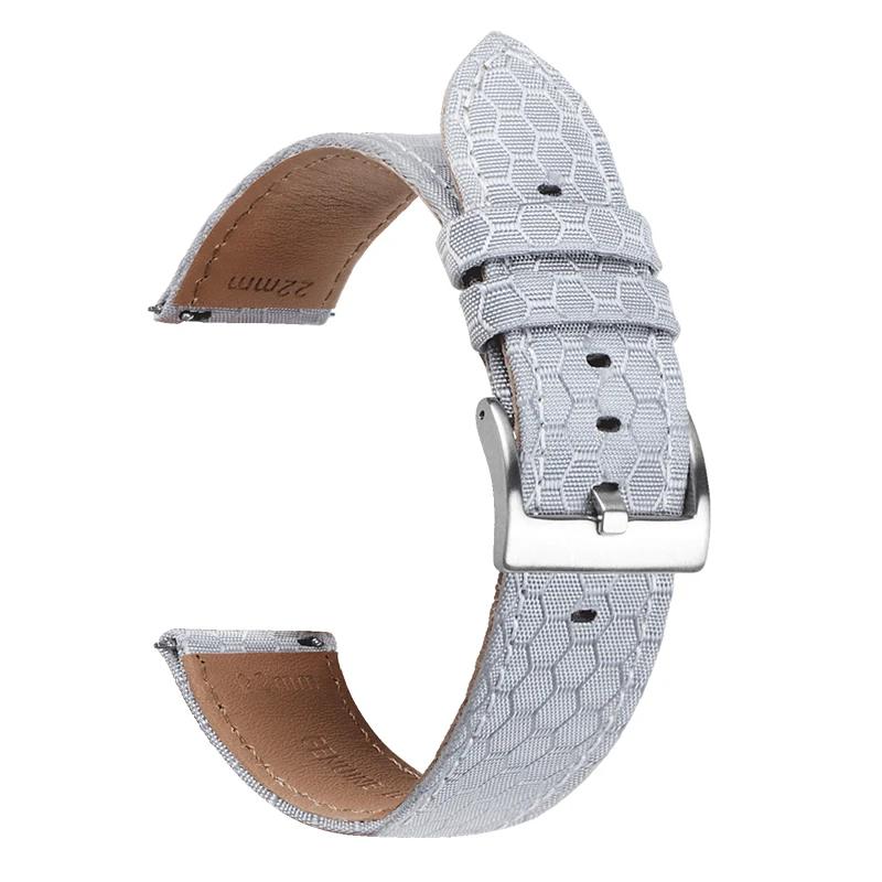 

Ремешок для часов из натуральной кожи+нейлона 20 мм 22 мм для Huawei Watch GT5/GT4/GT3, быстросъемный ремешок для мужчин и женщин, браслет для Omega 22mm серый