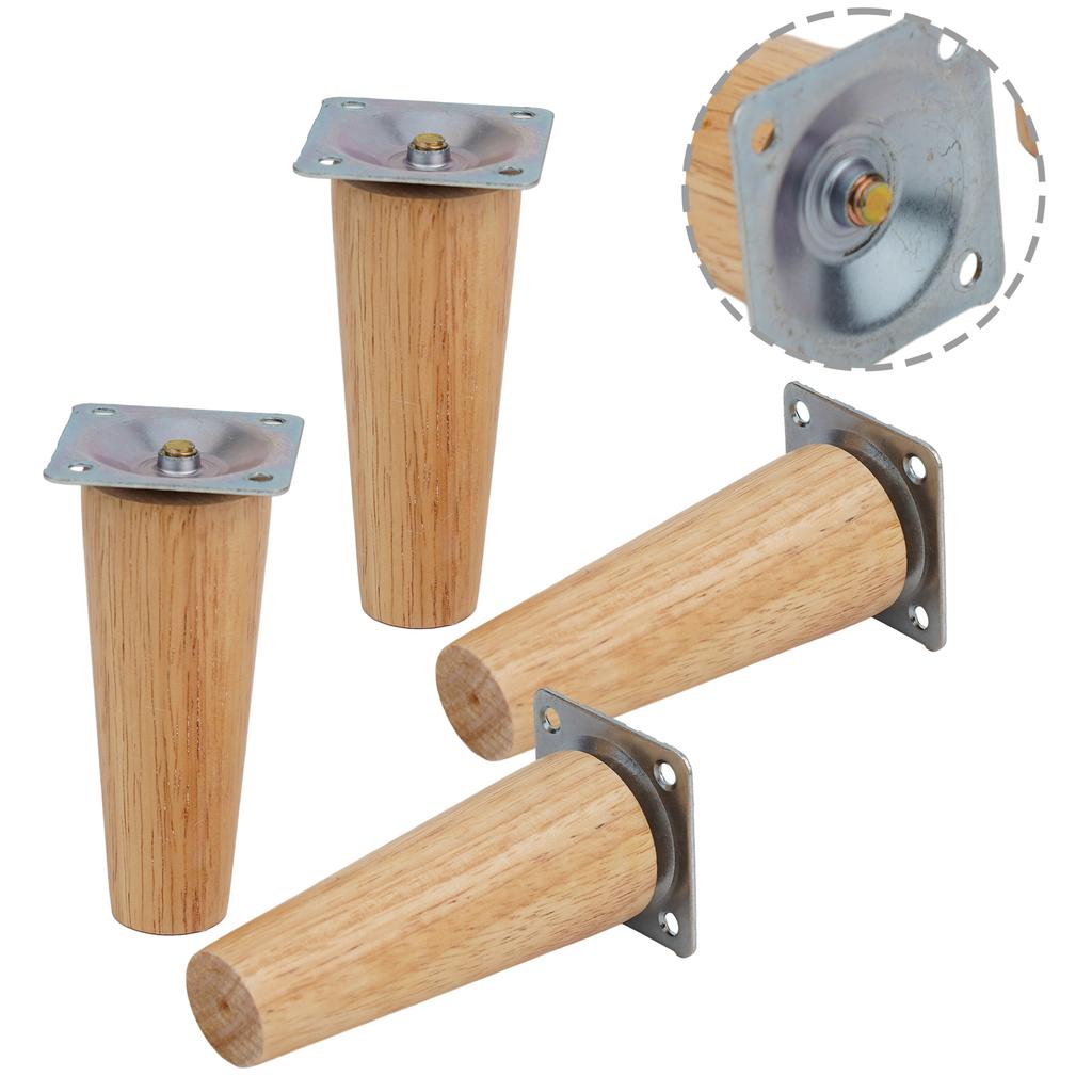 Furniture Casters Furniture Legs Furniture Casters 4 Protective Pads 4mounting Plates Gray Wood+iron 15cm 16 Screws.