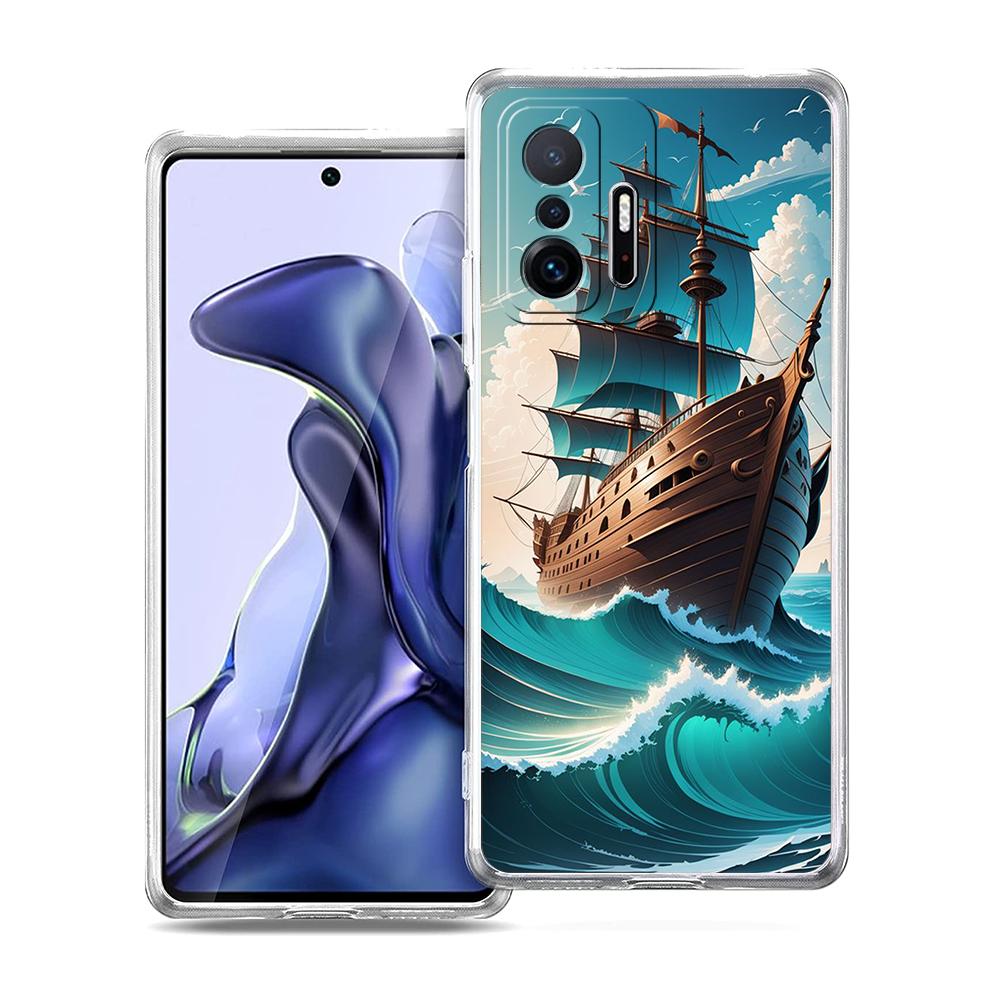 

Transparent Phone Case for Xiaomi Mi 14 13 12 11 Ultra 13T 12T 11T Poco X3 NFC F3 F6 Pro Lite 5G Soft TPU Shell Sea Wave Pattern Poco F3