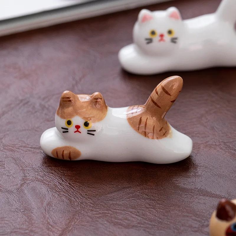1pc Ceramic Cute Chopstick Holder Tableware Japanese Style Underglaze Restaurant Simple Oval Spoon Bracket Utensil for Kitchen