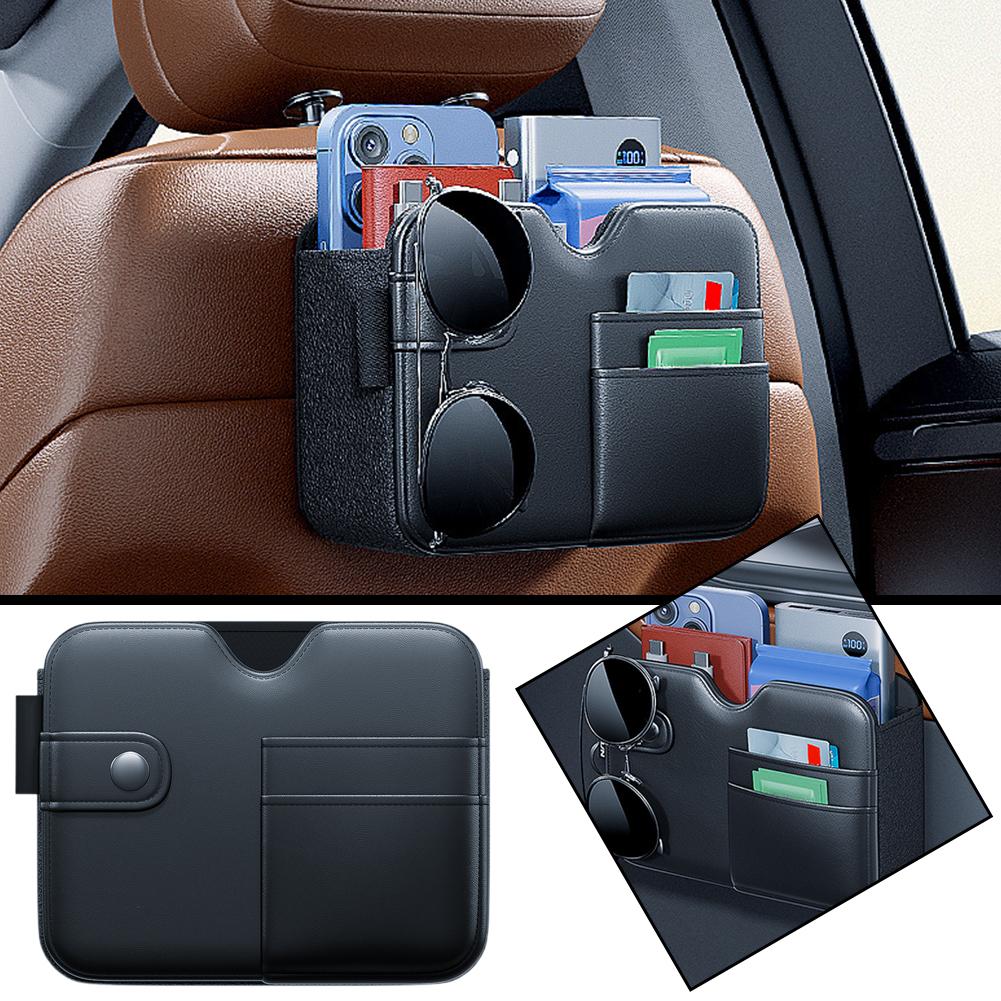 Car Storage Box Leather Interior Multi-Functional Hanging Pouch Sunglasses Car Holder Interior Storage Storage B3B1
