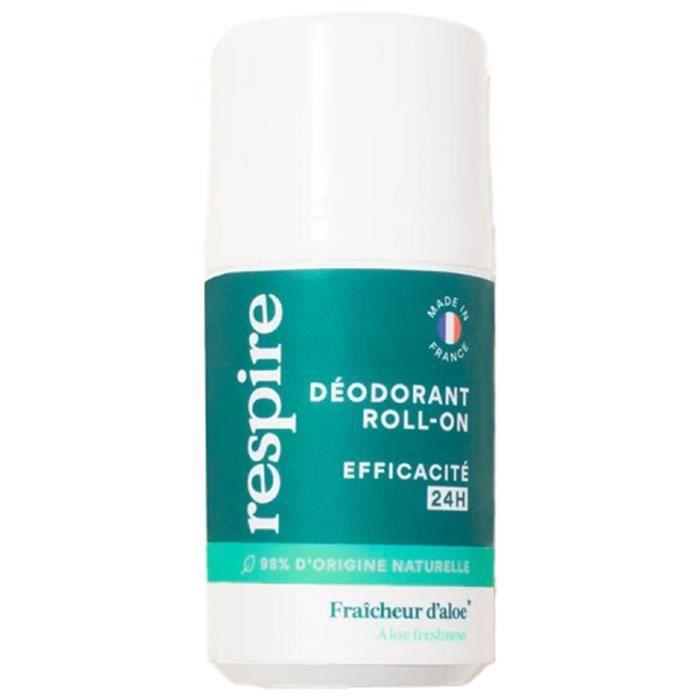 Déodorant Roll-On - Respire - Fraîcheur d'Aloe - 50 ml - 98% d'origine naturelle - Sans sels d'aluminium