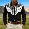 Camisa de manga larga para hombre con botones y cuello estampado para uso casual