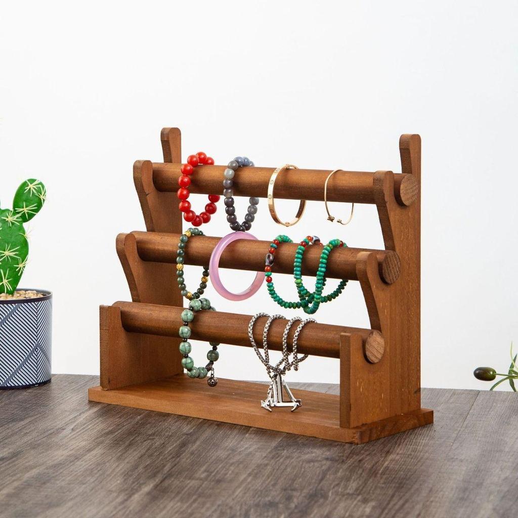 Schmuck- & Haargummi-Präsentationsständer aus Massivholz: Armband Aufbewahrungsständer