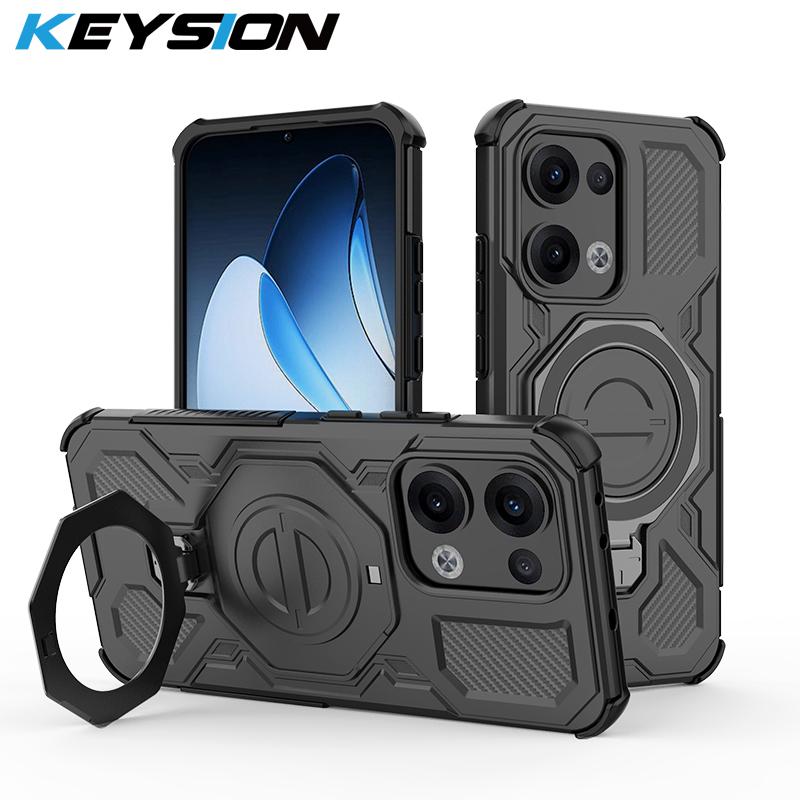 

KEYSION Shockproof Magnetic Case for OPPO Reno13 5G 13 Pro Upright Live Metal Ring Stand Phone Back Cover for OPPO Reno13 Pro 5G for OPPO Reno13 5G чорний