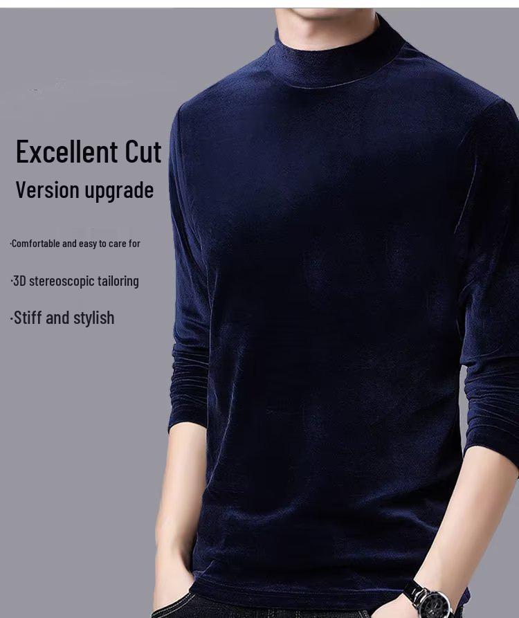 Men's Trendy Gold Velvet Hoodie: Stylish Autumn/Winter Base Layer Wearable Inside or Out