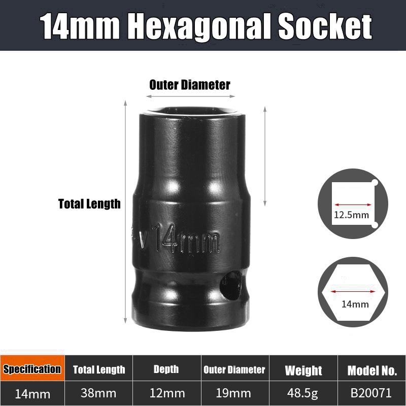 1/2" Drive Deep Impact Socket Set Drive Metric Wrench Black Socket Deep Impact Socket Pneumatic Wrench Head Tire Removal Tools