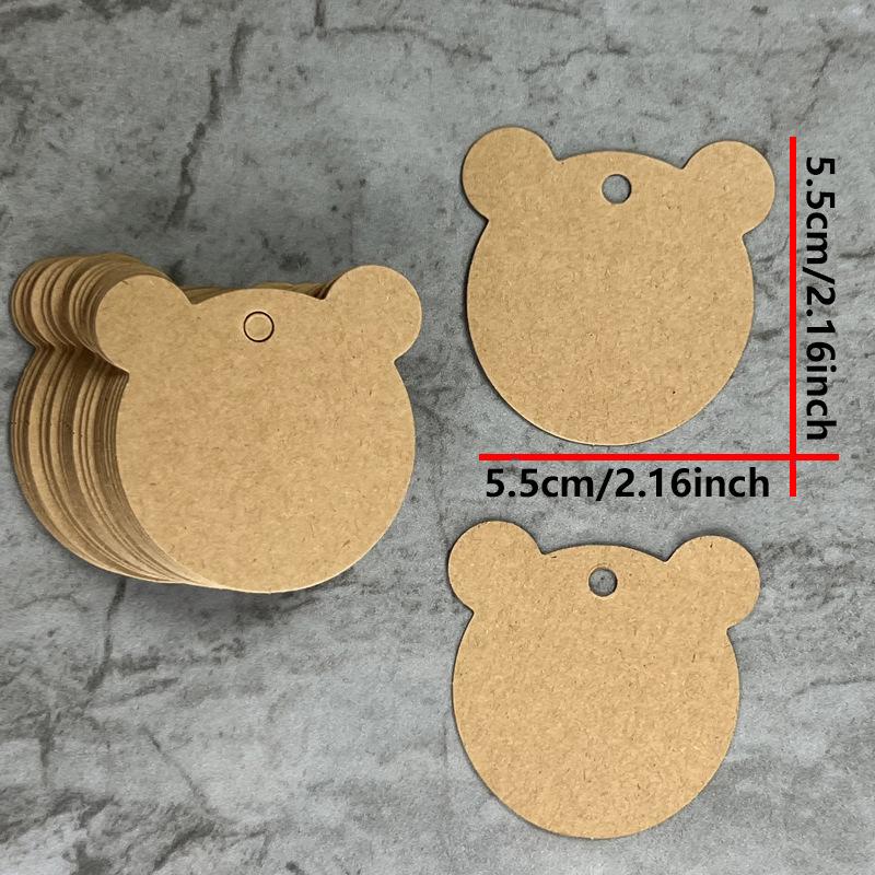 50pcs Blank Kraft Paper Tags Garment Tag Bear Head Shape Gift Tag DIY Price Label Cards with Rope