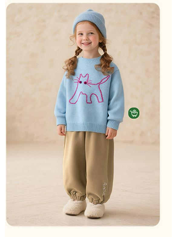 2025 Vinter Barn Fleecefodrade Uppvikta Vardagsbyxor