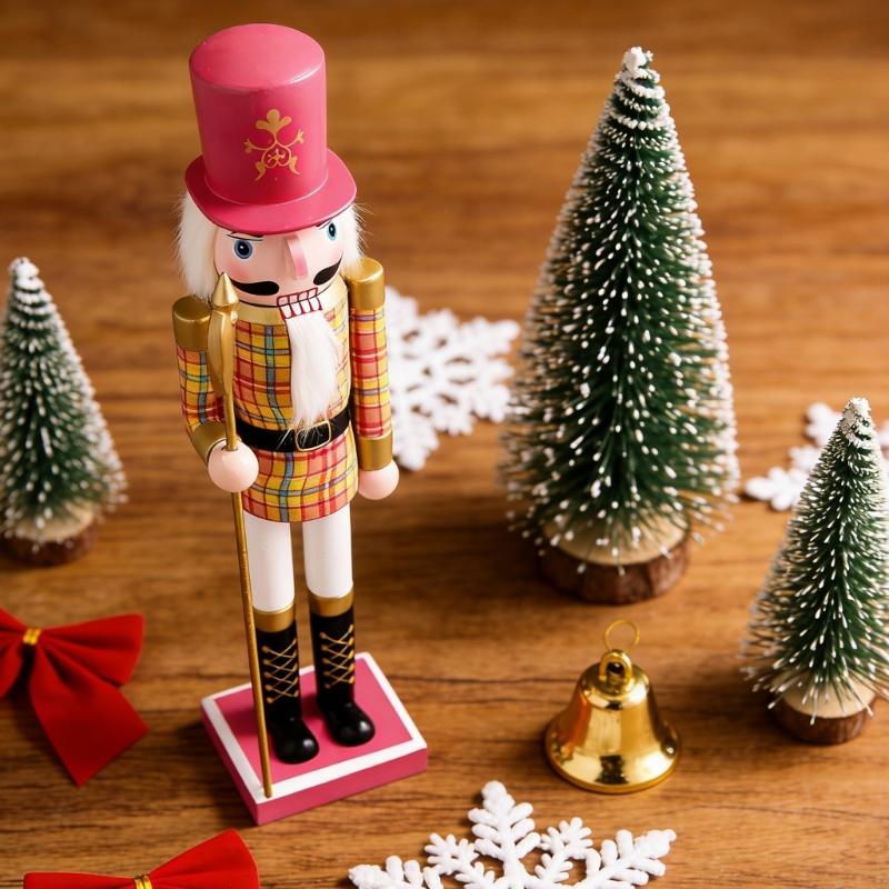 Christmas Nutcrackers Ornament Small Wooden Soldier Christmas Decorations Nutcrackers Figure Ornament for Table Shelf