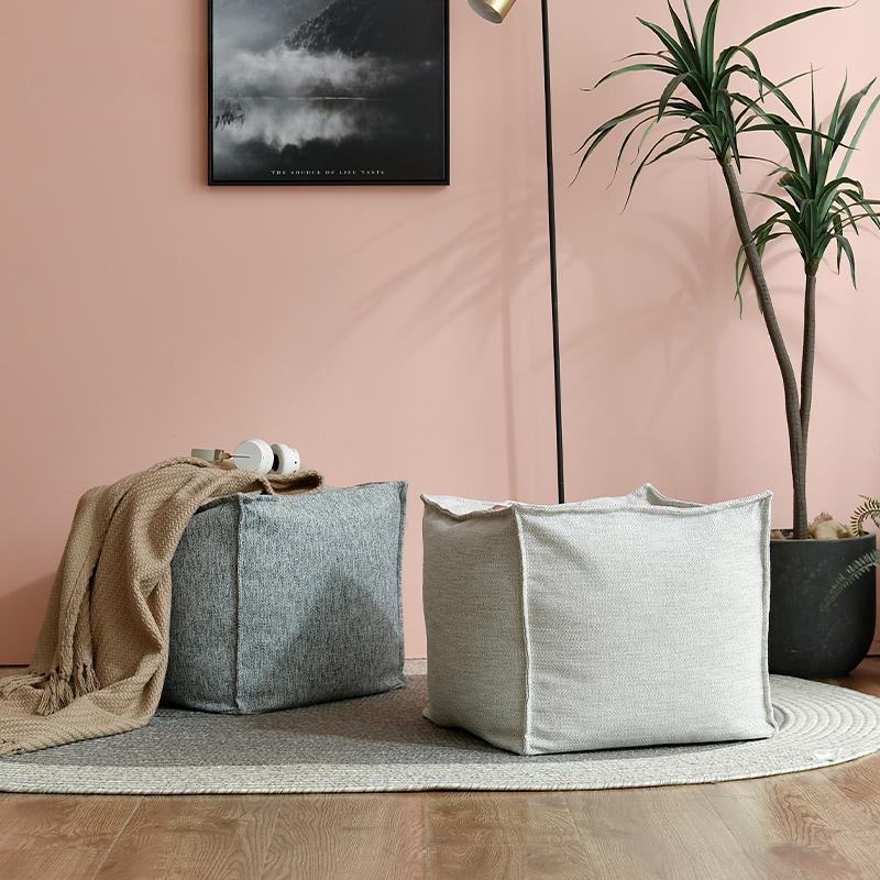 Breathable Linen Sofa Footstool 3D Independent Cushion Rest Nordic Single Seat Bean Bag Sturdy Rectangular Shoe Changing Bench