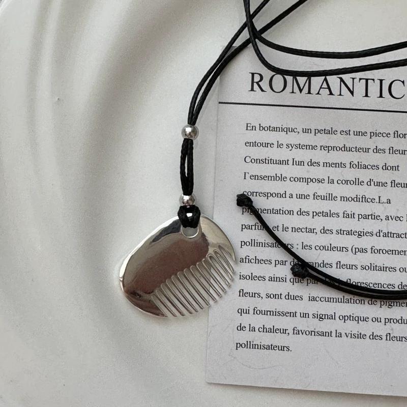 FY-40TL53 S925 Pure Silver Korean-style Long Comb Necklace Fashionable Minimalist Retro Korean Long Sweater Chain