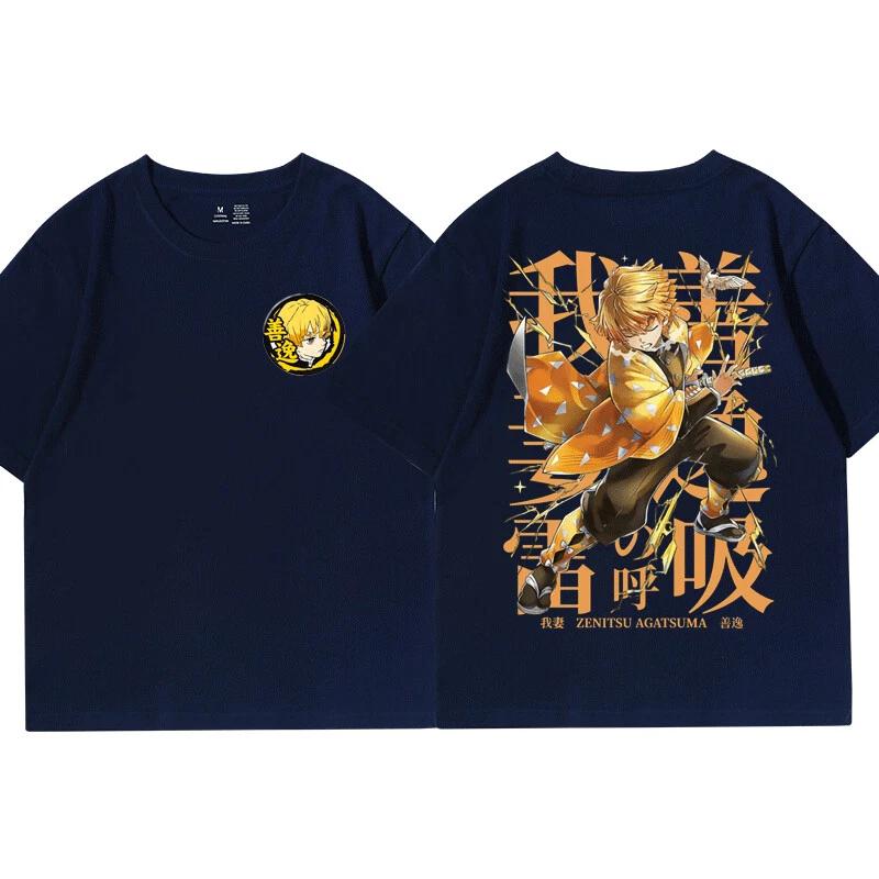 New Demon Killer Zenitsu COTTON T-Shirt Anime Unisex Summer New Retro Fashion Men's and Women's Streetwear