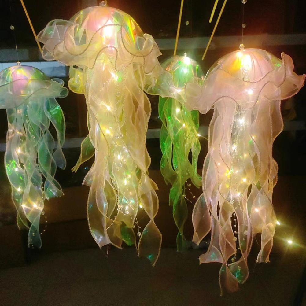 Jellyfish Lamp Portable Flower Lamp Jellyfish Wind Chimes Bedroom Night Light Hanging Lantern Home Decoration Girl Birthday Gift